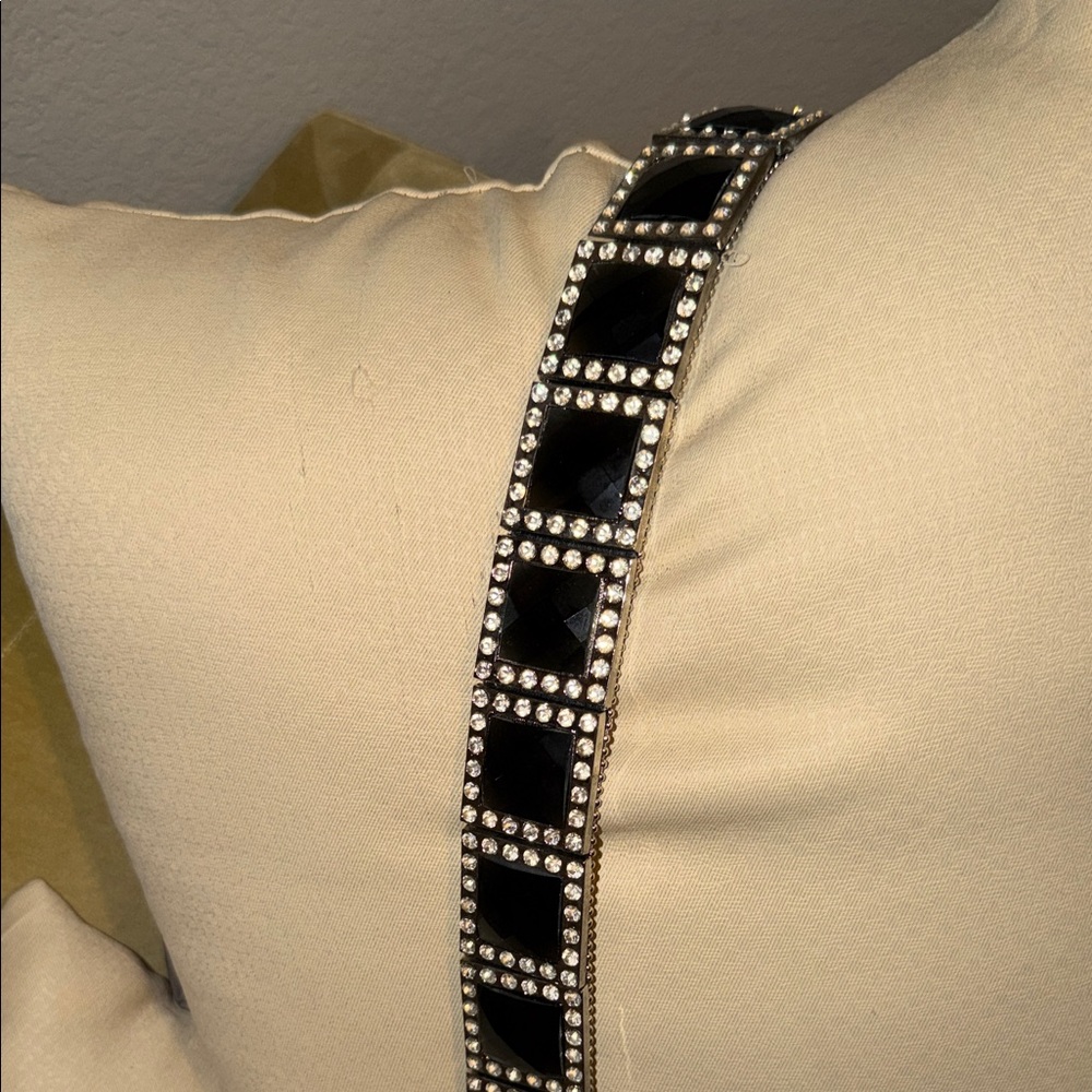 Black Crystal Stretch Belt with Rhinestone Trim
